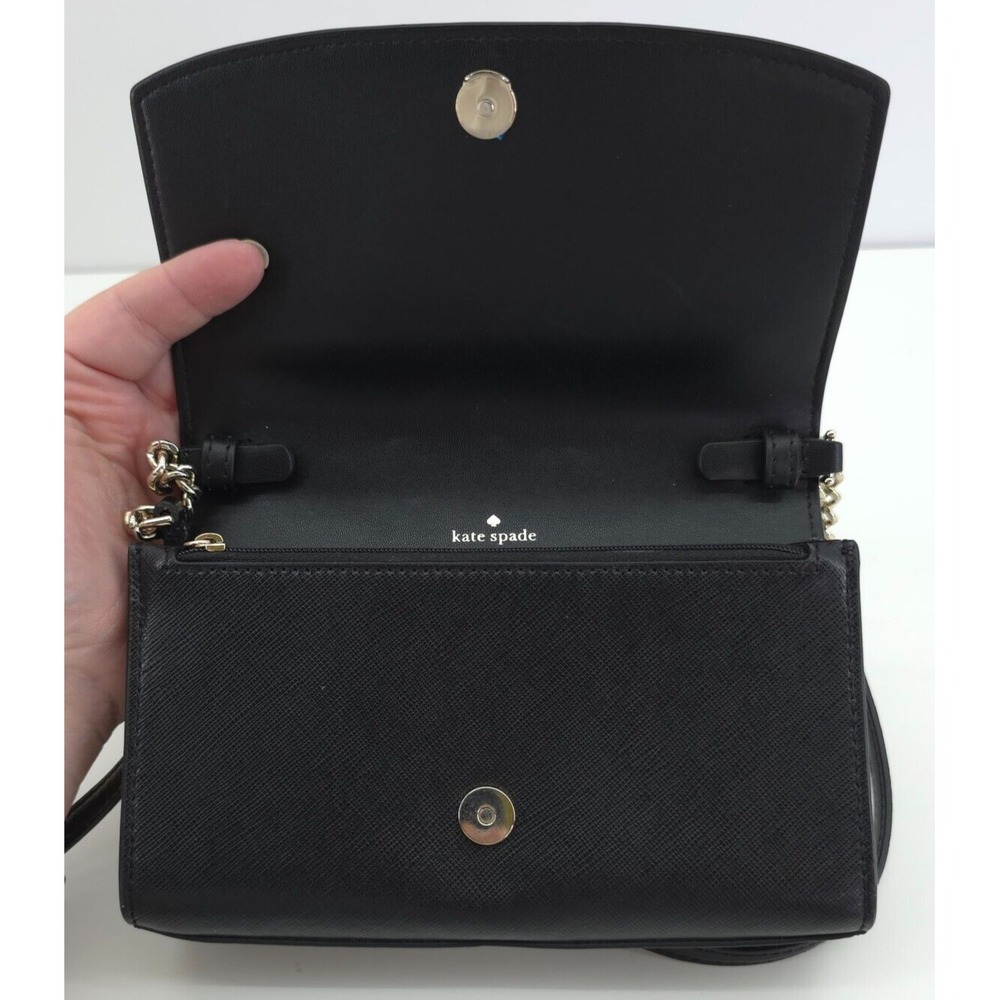 Kate Spade Staci Small Crossbody Beige Black Colorblock Saffiano Flap Bag - Picture 7 of 16